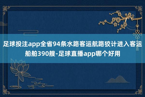 足球投注app全省94条水路客运航路狡计进入客运船舶390艘-足球直播app哪个好用